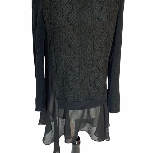 VINTAGE Elegant Prosper Black Sweater Textured Knit Tunic Top S - Picture 3 of 10
